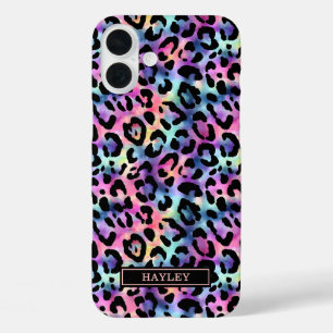 Coque Pour iPhone 16 Plus Imprimé léopard iridescent monogrammé