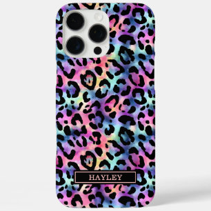 Coque iPhone 16 Pro Max Imprimé léopard iridescent monogrammé