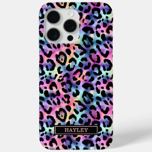 Coque Case-Mate iPhone Imprimé léopard iridescent monogrammé