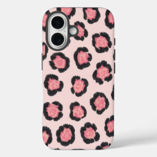 Coque Pour iPhone 16 Imprimé léopard rose chic