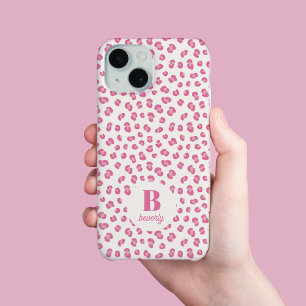 Coque Case-Mate iPhone Imprimé Léopard Rose Monogrammé Moderne