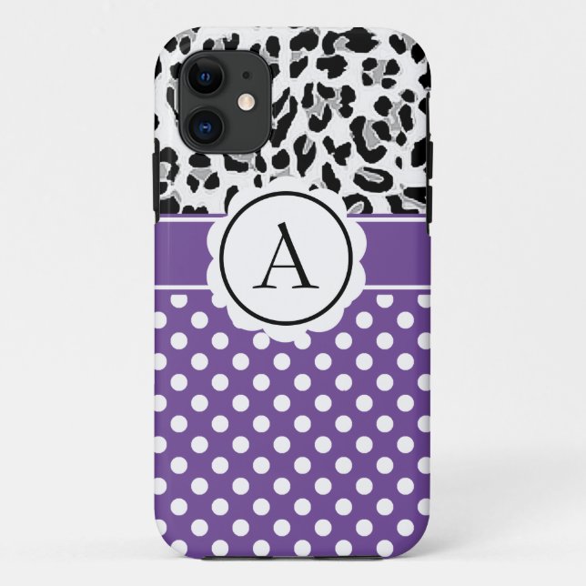 Coques Case-Mate iPhone Imprimé monogramme à pois et animaux féminins Case (Dos)