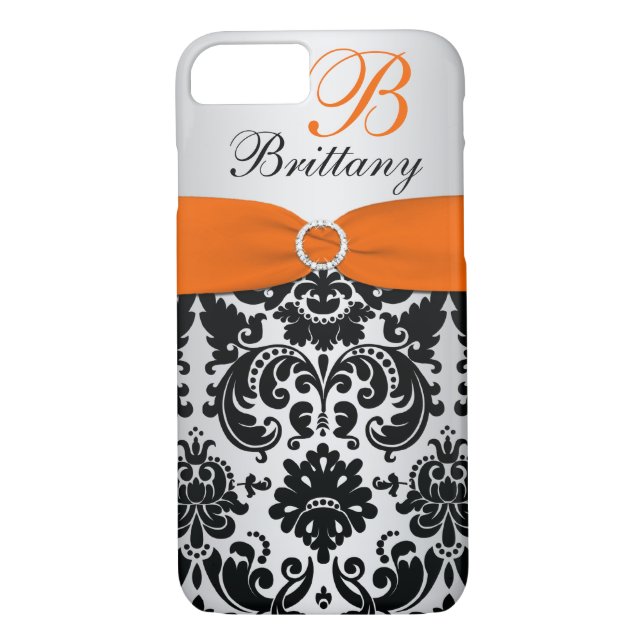 Coques Case-Mate iPhone IMPRIMÉ RIBBON Black Orange Silver Damask iPhone 7 (Dos)