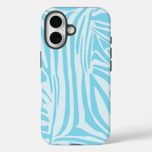 Coque Pour iPhone 16 Imprimé zèbre bleu et blanc gras