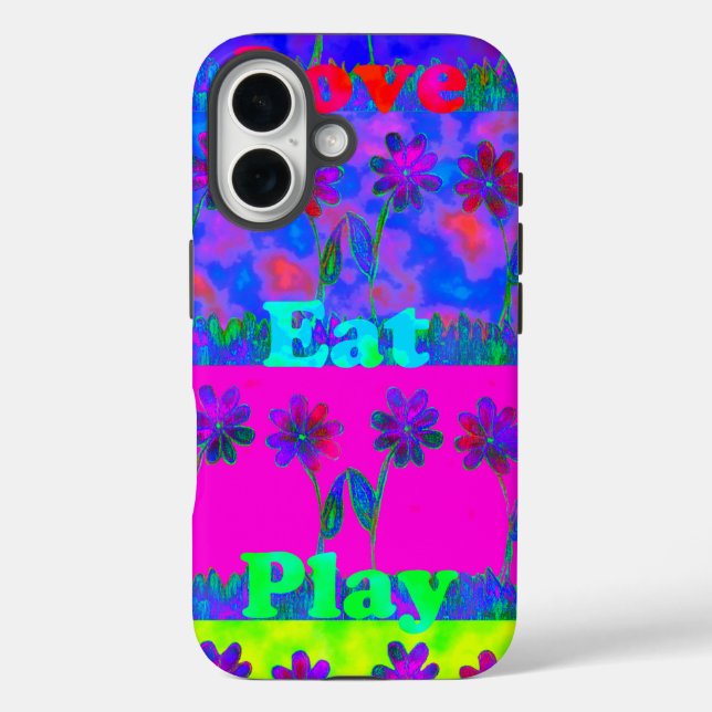 Coques Case-Mate iPhone Imprimer Art Motivational Vibrant "Eat Love & Play (Verso)