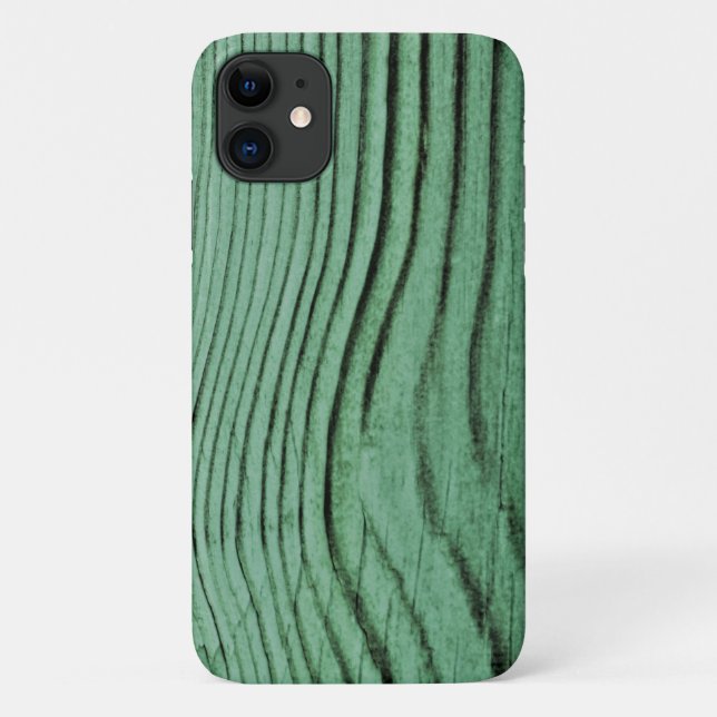 Coques Case-Mate iPhone Imprimer le grain de bois vert à la menthe (Dos)
