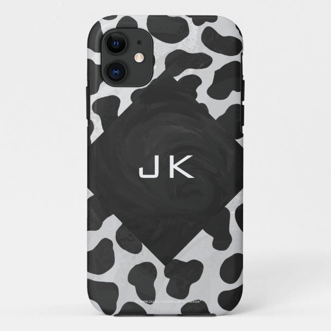 Coques Case-Mate iPhone Imprimés noir et blanc Monogramme Dalmatien (Dos)