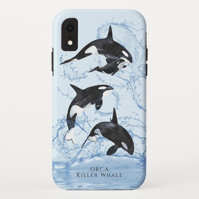 Coques Case-Mate iPhone Incroyable Orques d'aquarelle noire et blanche (Dos)