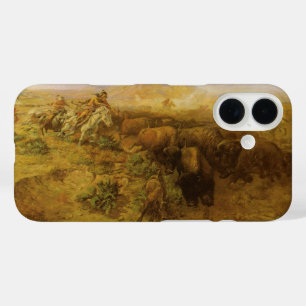 Coques iPhone 16 Indiens vintages, Chasse au bison par CM Russell