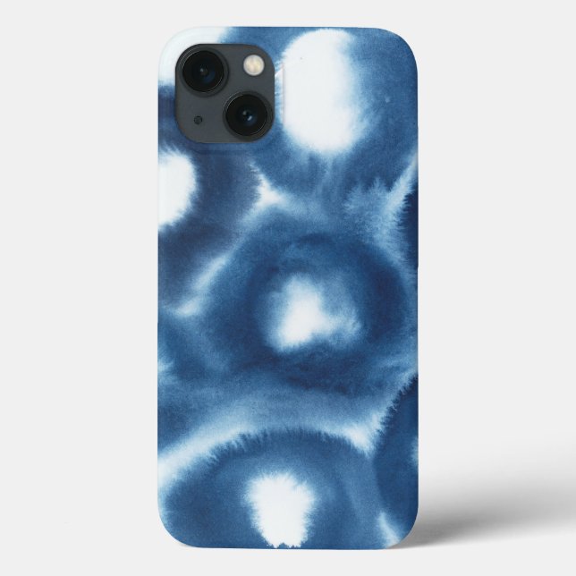 Coques Case-Mate iPhone Indigio Watercolor Print Circles (Verso)