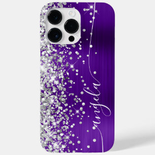 Coque Case-Mate iPhone Indigo Violet et Paillettes Argentées Glamour Sign