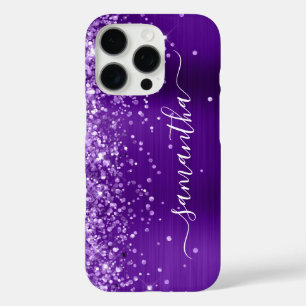 Coque iPhone 16 Pro Indigo Violet Pailleté Signature Glamour Féminin