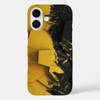 Coque Pour iPhone 16 Industrial Yellow & Black Distressed Hexagon Phone