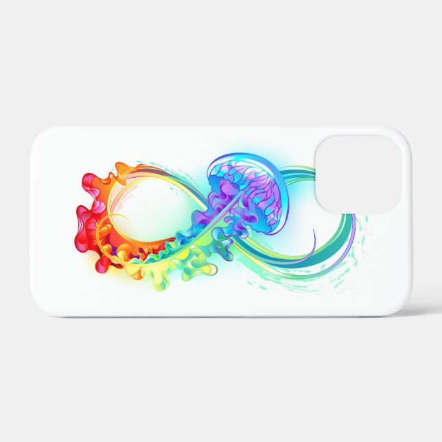 Coques Case-Mate iPhone Infini avec méduse arc-en-ciel (Verso (horizontal))