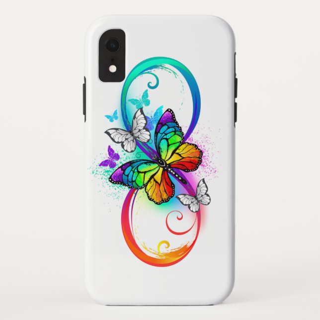 Coques Case-Mate iPhone Infini lumineux avec papillon arc-en-ciel (Dos)