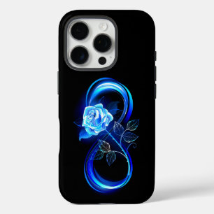 Coque iPhone 16 Pro Infini lumineux avec rose bleue