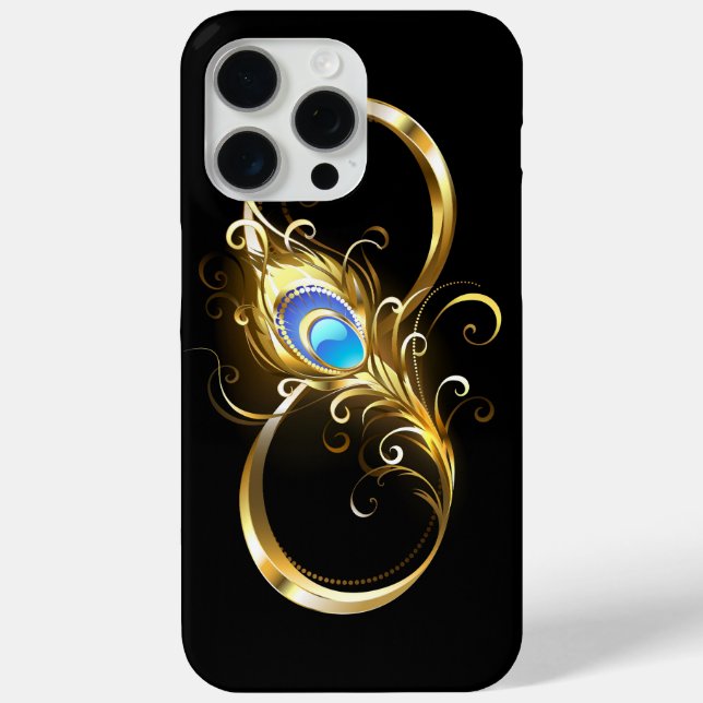 Coques Case-Mate iPhone Infinité avec plume de paon doré (Verso)