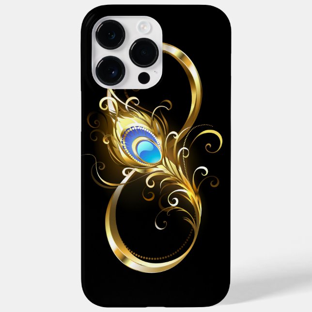Coques Case-Mate iPhone Infinité avec plume de paon doré (Verso)