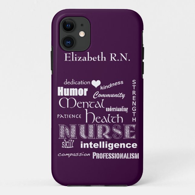 Coques Case-Mate iPhone Infirmière-Attributs /Plum de santé mentale (Dos)