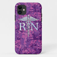 Infirmière autorisée IR Caducee Argent Fuchsia Cam