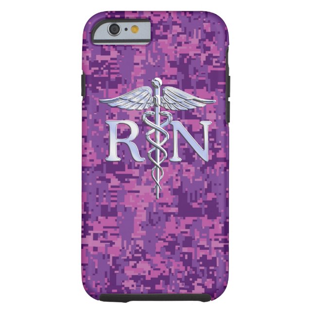 Coques Case-Mate iPhone Infirmière autorisée RN Caduceus sur le camouflage (Dos)