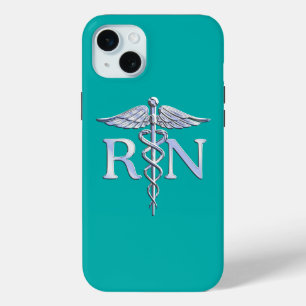 Coque Case-Mate iPhone Infirmière autorisée RN Caduceus sur Turquoise