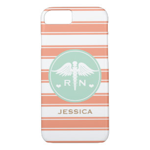 COQUE Case-Mate POUR iPhone INFIRMIÈRE DE CORAIL ET TURQUOISE RN DE CADUCÉE DE