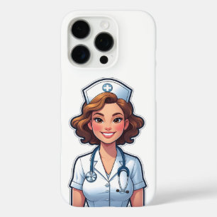 Coque iPhone 16 Pro Infirmière de style caricature - Joli héros Médica