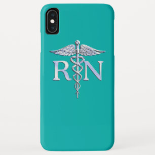 Coque Case-Mate Pour iPhone Infirmière inscrite RN Caduceus sur Accent Turquoi