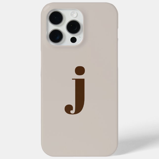 Coques Case-Mate iPhone Initiale moderne simple Monogramme Beige (Verso)