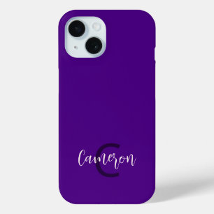 Coque Case-Mate iPhone Initiale Nom Minimaliste Solide Profond Violet