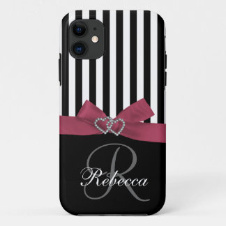 Etui iPhone Case-Mate Initiale personnalisée, rose, caisse noire de
