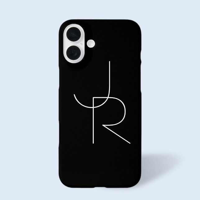 Coques Case-Mate iPhone Initiales 2 superposées modernes | Blanc sur noir (Créateur téléchargé)