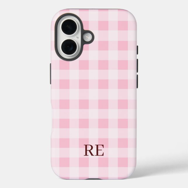Coques Case-Mate iPhone Initiales à carreaux personnalisées (Verso)