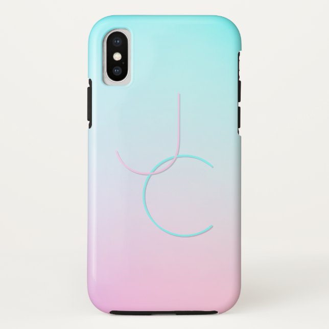 Coques Case-Mate iPhone Initiales de chevauchement modernes 2 | Rose turqu (Dos)