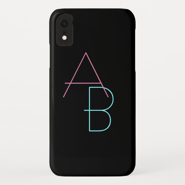 Coques Case-Mate iPhone Initiales de chevauchement modernes | Rose Turquoi (Dos)