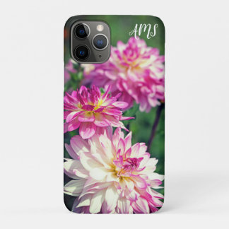 Case-Mate iPhone Case Initiales de fleur Dahlia rose et blanc