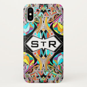 Coque Case-Mate iPhone Initiales de monogramme abstrait dessiné à la main