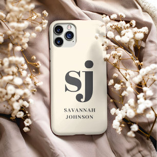 Case-Mate iPhone Case Initiales de monogramme crème élégantes