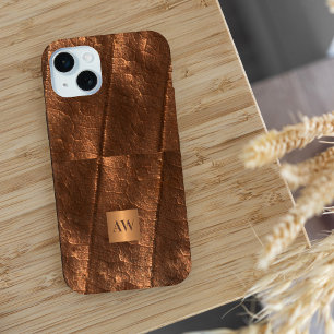 Coque Case-Mate iPhone Initiales de monogramme fausse feuille métallique