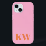 Coque Case-Mate iPhone Initiales de monogramme rose orange moderne person<br><div class="desc">Boîtier iPhone 15 personnalisé avec initiales de monogramme rose orange moderne</div>