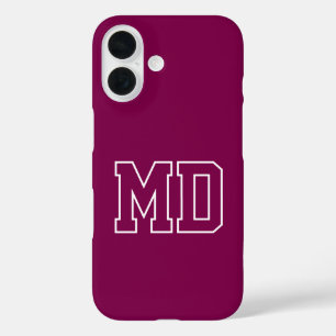 Coque Pour iPhone 16 Initiales de monogramme universitaire de vin de co