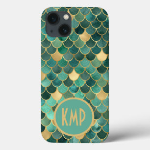Case-Mate iPhone Case Initiales de monogramme Vert Émeraude Or Écailles