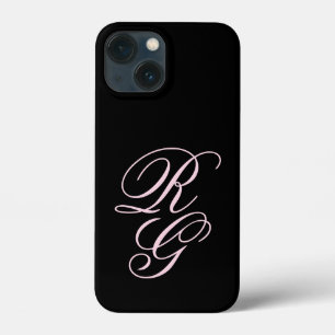 Case-Mate iPhone Case Initiales de script Monogramme rose et noir
