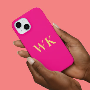 Coque Case-Mate iPhone Initiales du monogramme rose chaud