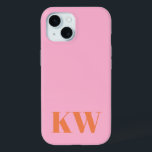 Coque Case-Mate iPhone Initiales du Monogramme rose moderne personnalisée<br><div class="desc">Initiales de Monogramme rose moderne Iphone personnalisé 15 Coque</div>