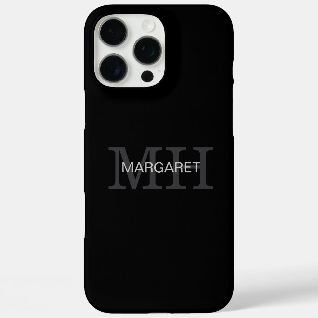 Coques Case-Mate iPhone initiales du nom monographique noir et blanc (Verso)