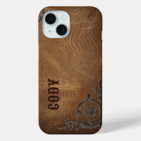 Initiales en cuir de cowboy occidental brun vintag