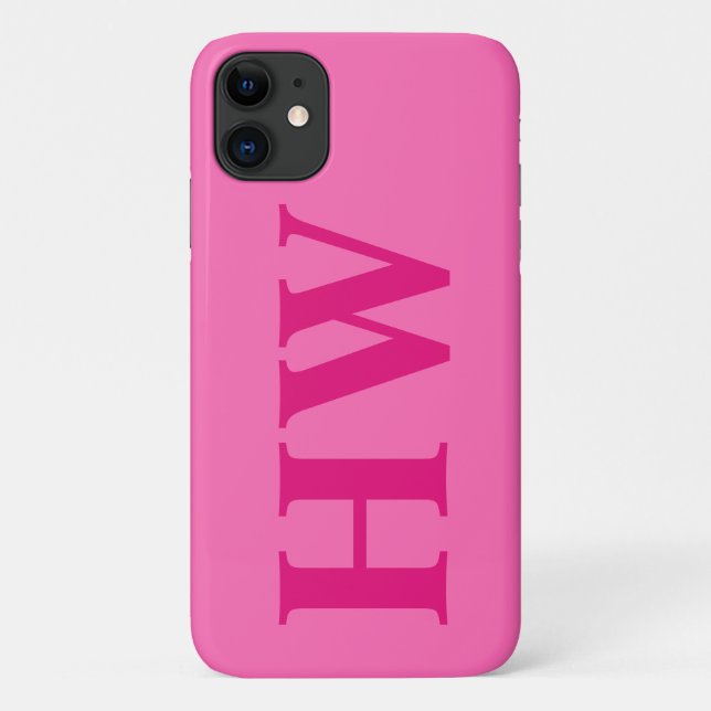 Coques Case-Mate iPhone Initiales en gras vertical rose chaud (Dos)