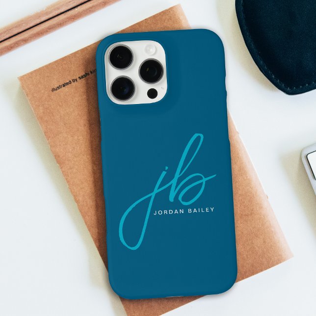 Coques Case-Mate iPhone Initiales et nom du monogramme de script élégant (Créateur téléchargé)